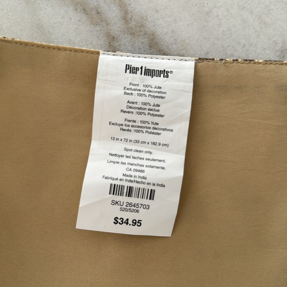 Pier 1 Imports Gold/Brown Table Runner - Picture 3 of 3